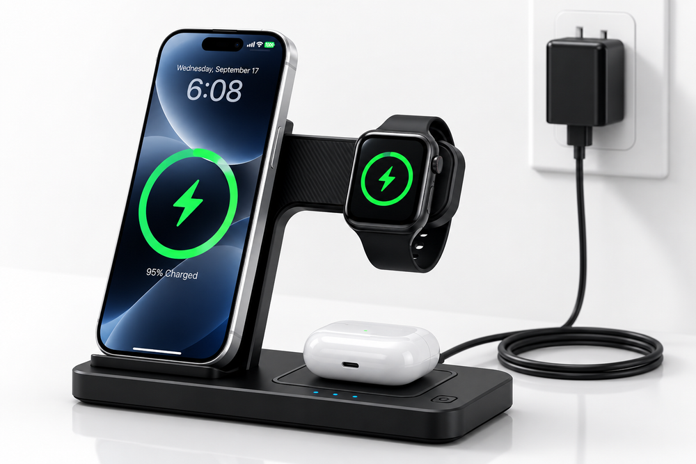3-in-1 Wireless Charging Station for Phone, Watch & Earbuds