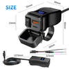 60W 3.0 Motorcycle or Bicycle  USB Fast Dual USB with Switch Voltmeter Waterproof 12V Power Supply Adapter
