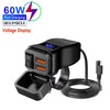 60W 3.0 Motorcycle or Bicycle  USB Fast Dual USB with Switch Voltmeter Waterproof 12V Power Supply Adapter