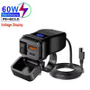 60W 3.0 Motorcycle or Bicycle  USB Fast Dual USB with Switch Voltmeter Waterproof 12V Power Supply Adapter