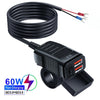 60W 3.0 Motorcycle or Bicycle  USB Fast Dual USB with Switch Voltmeter Waterproof 12V Power Supply Adapter